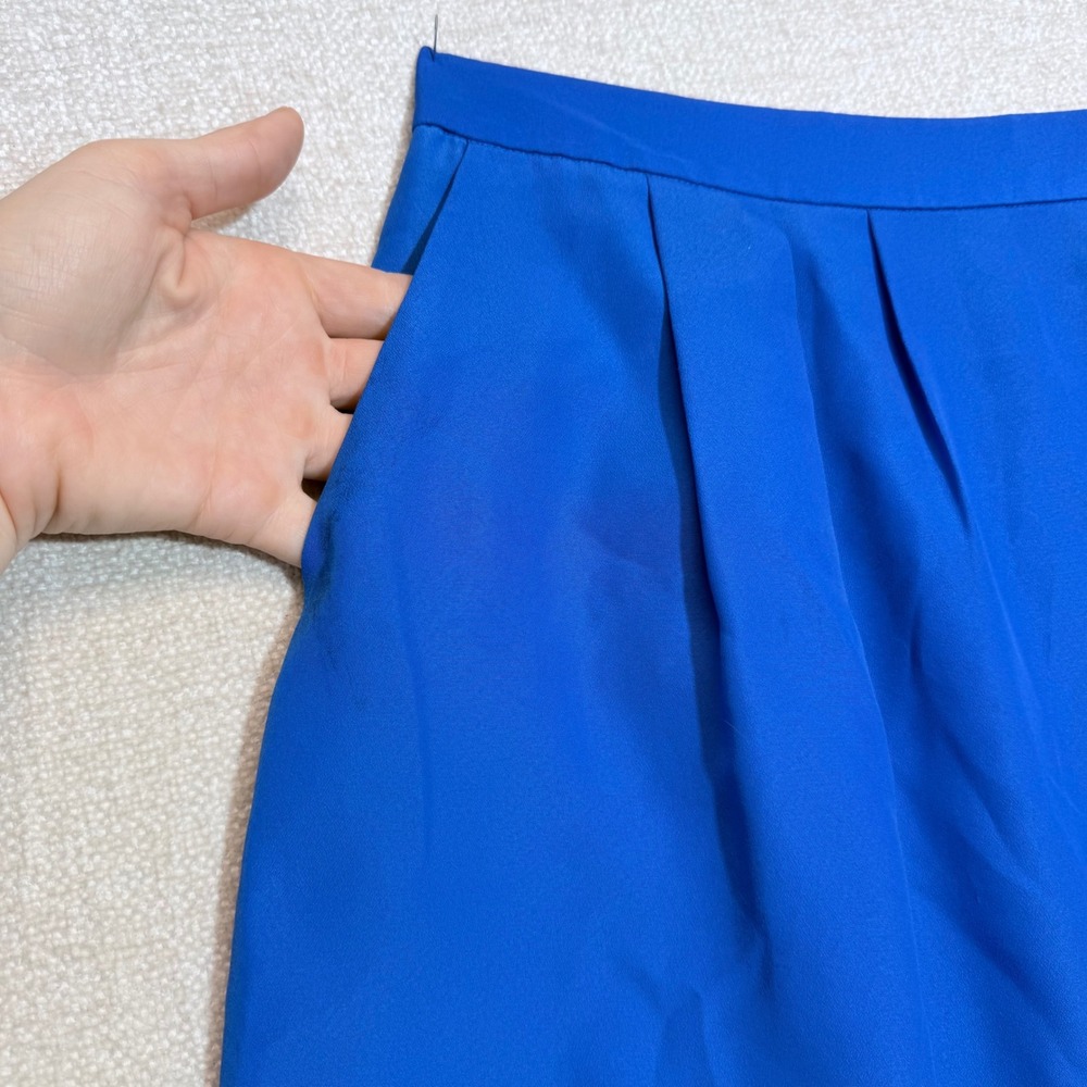 J.Crew Blue Teal Colorblock Pleated Mini Skirt with Pockets Style 25601 Size 8 - Picture 5 of 10